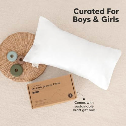 Toddler Pillow with Pillowcase, 10x18 My Little Dreamy Pillow (Soft White) - color: Soft White, size: Buddy 10x18