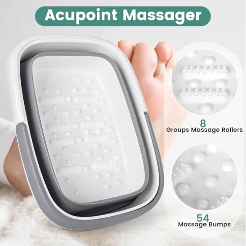 Collapsible Foot Soaking Tub with Massage Rollers Foot Bath Massage Grey