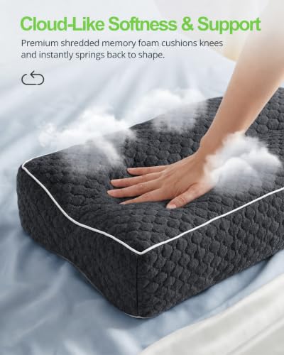 Knee Pillow for Side Sleepers, Memory Foam Leg Pillow, Dark Grey - color: Dark Grey