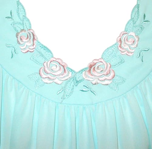 Shadowline Women's Robe & Matching Sleeveless Nightgown Set - color: Seafoam, size: 3X