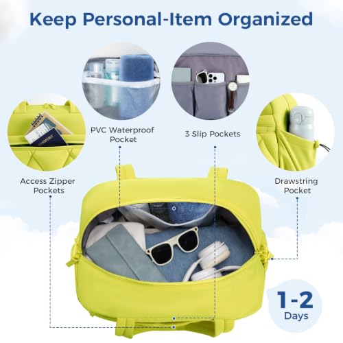 Women's Duffle Gym Bag, Carry-On Shoe Compartment for Weekender Overnight - color: Neon Lime, size: Medium