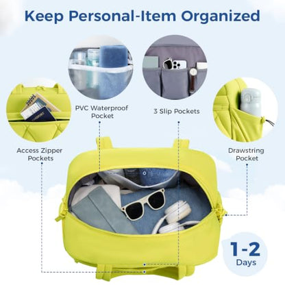 Women's Duffle Gym Bag, Carry-On Shoe Compartment for Weekender Overnight - color: Neon Lime, size: Medium