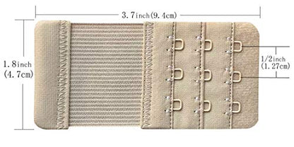 Women Pack of 3 Soft Comfortable 3 Hooks Bra Extender - color: Beige 1/2 Inch