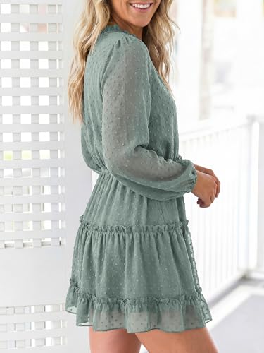 BTFBM Long Sleeve Dress for Women Fall 2026 - color: Dot Green, size: Medium