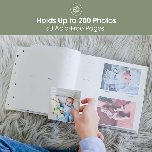 Pearhead Hello Baby Photo Album, Holds 200 Pictures, Polka Dots, White