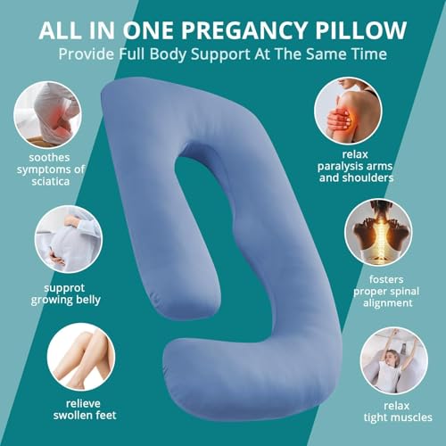 Sasttie Cooling Pregnancy Pillows for Sleeping, 57'' Full Body Pillow, Blue - color: Blue, size: 57 Inch