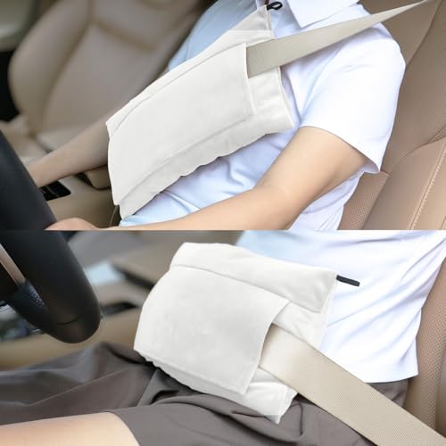 Post Surgery SeatBelt Pillow for Pregnancy Mastectomy Hysterectomy Recovery - color: Ivory