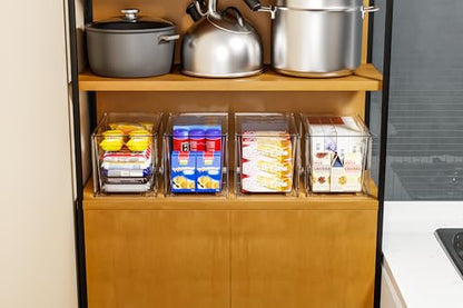 SUOXING 4 Pack Clear Stackable Storage Drawers,7.3″ High Large Baby Bottle Organizer,Bathroom Closet Organizers and Storage,Acrylic Storage Containers and Home Edit Organizer Bins for Cabinets,Pantry