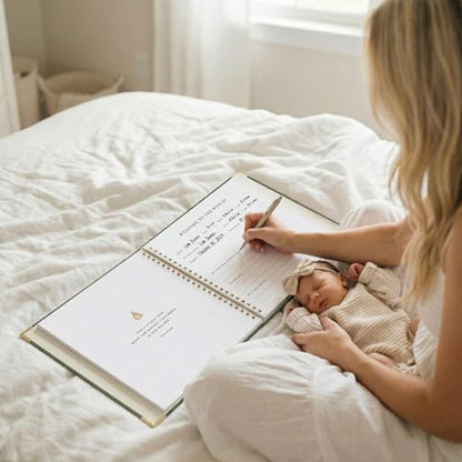 Keepsake Baby Memory Book for Boys and Girls - Timeless First 5 Year Book - color: Sage