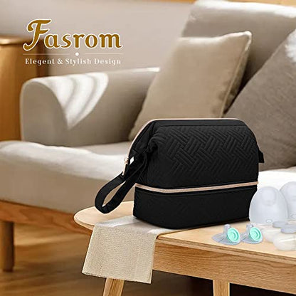 Fasrom Wearable Breast Pump Bag Compatible with Eufy, Medela & Elvie Pumps - color: Black