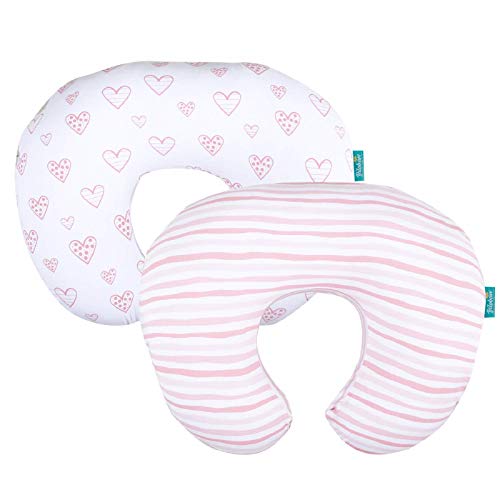 Cotton Nursing Pillow Cover Compatible with Boppy Pillow 2-Pack - color: Pink