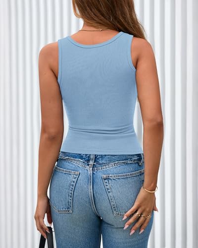 BTFBM Women's Ribbed Summer Tank Tops 2026 - color: Dark Blue, size: X-Large