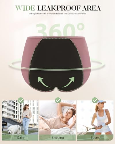 TANSTC Period Underwear for Women Heavy Flow Menstrual Panties 3 Pack - color: Blue, size: Large