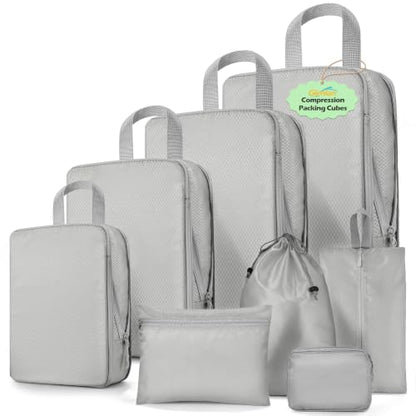 8-Set Compression Packing Cubes for Travel - color: Light Gray