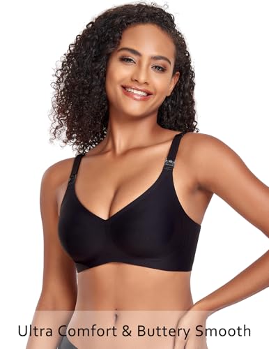 Vinfact Smooth Nursing Bras for Breastfeeding Seamless Maternity Bras for Pregnancy Wireless Bralette with Extra Bra Extender - color: Black, size: XX-Large
