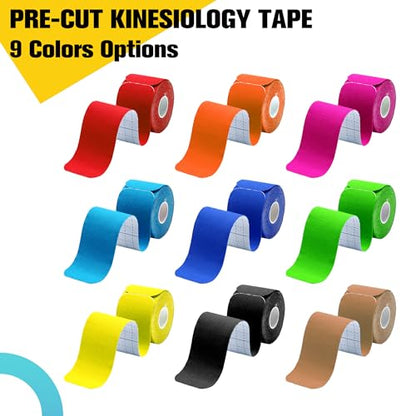 3 Pack Kinesiology Tape Precut, 60 Athletic Strips for Knee & Shoulder - color: Orange