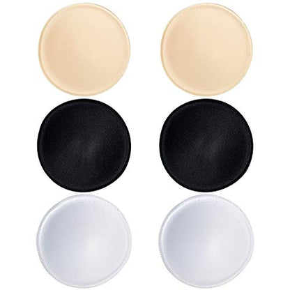3 pairs Round Soft Bra Inserts Pads Removable Sport Bra Cups inserts Mastectomy Bra Inserts For Bikini Top Swimsuit - color: A/B White/Beige/Black