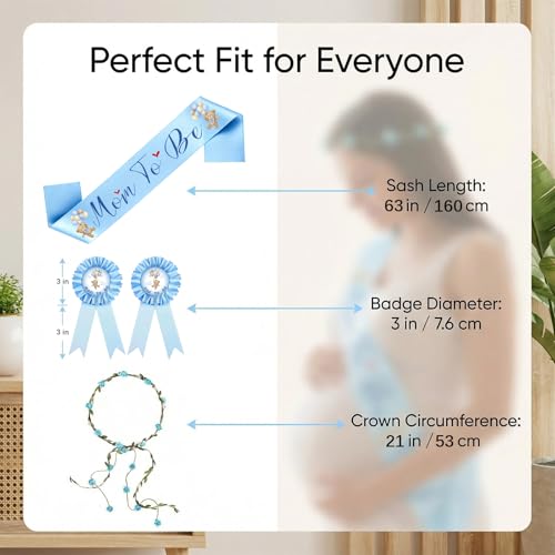 Bearly Wait Mom to Be Sash Teddy Bear Baby Shower Decor Set - color: Blue