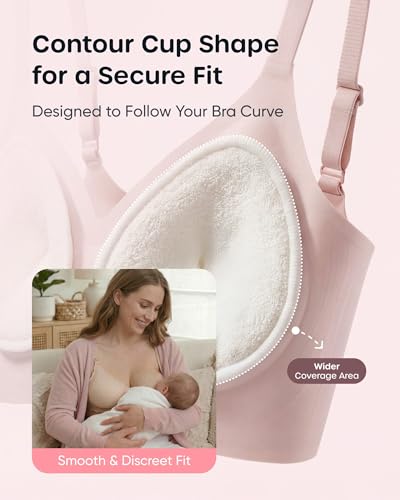 Nuliie Reusable Nursing Pads 14 Pack (7 Pairs), Contour Cup Shape for Better Coverage, Ultra Thin Breast Pads for Leaking Milk, Washable Breastfeeding Pads with Laundry Bag & Wet Bag - size: 14 Count