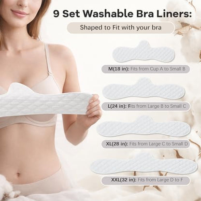 Boyiee 9 Pcs Bra Liners for Sweat - color: White, Beige, Black, size: X-Large