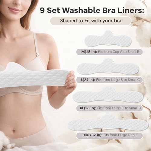 Boyiee 9 Pcs Bra Liners for Sweat - color: White, Beige, Black, size: XX-Large