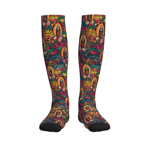 Compression Socks Knee High Support Stockings Women Men - color: Virgin Mary Religious