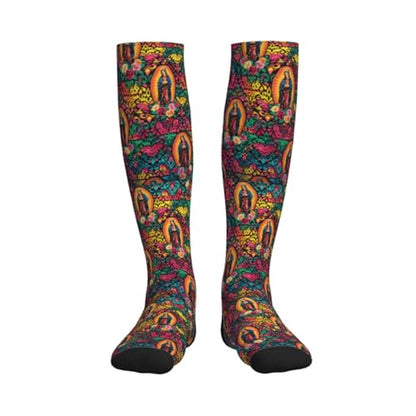 Compression Socks Knee High Support Stockings Women Men - color: Virgin Mary Religious