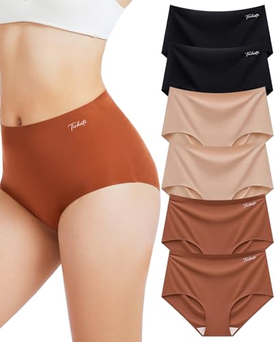 Womens Underwear Seamless Full Coverage Breathable Briefs No Show Silky Stretch High Waisted Ladies Panties 6 Pack - color: Multicolor-a2, size: XX-Large
