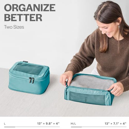 Aerotrunk Compression Packing Cubes for Travel, 2-Pack, Teal - color: Teal, size: 2-Pack