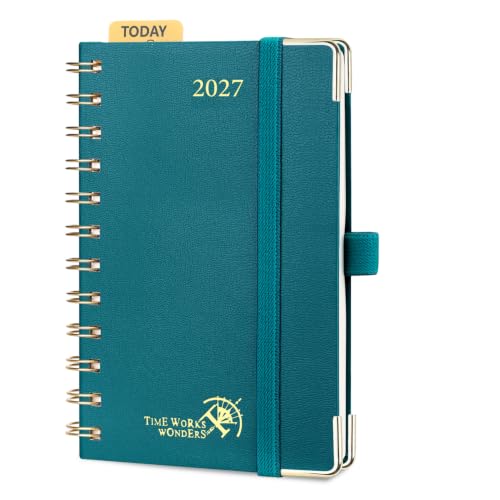 POPRUN 2027 Pocket Calendar, 4" x 6.25", Small Planner Weekly and Monthly - color: Pacific Green, size: Small 4" x 6.25", style: Calendar Year 2027