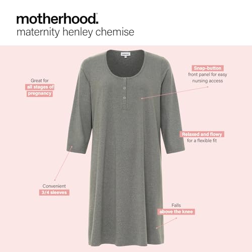 Motherhood Maternity Women's Sleep Henley - color: Heather Grey, size: Large