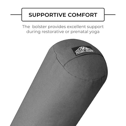 Mount Adams 24"x8" Round Yoga Bolster with Handles - color: Charcoal - 2 Pack