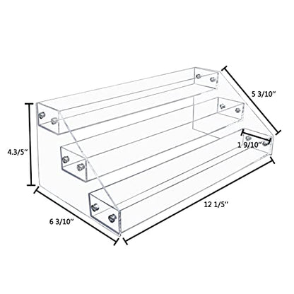 PMMASTO 3-Tier Clear Acrylic Spice Rack Organizer for Cabinet Countertop - size: 3 Tier - inner width 1.93''