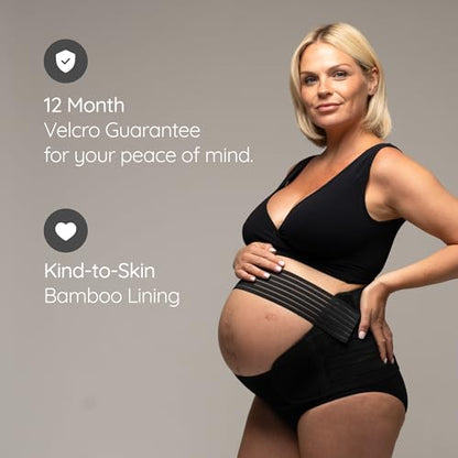 BABYGO 4 in 1 Pregnancy Support Belt, Maternity Band - color: Black, size: Large