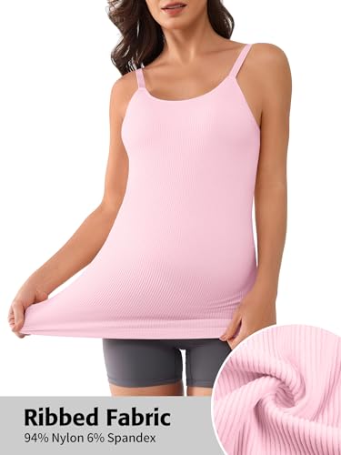 ATTRACO Women's Maternity Tank Tops with Built in Bra Pregnancy Tank - color: A-vitapink, size: X-Large