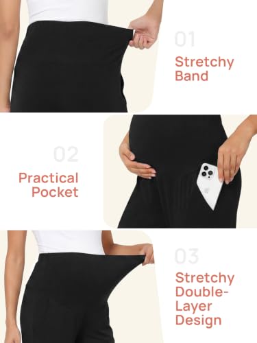 Summer Mae Viscose Maternity Jogger Pants Pregnancy Lounge Pant with Pocket - color: Black, size: XX-Large