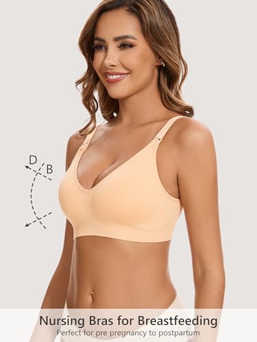 HBselect Nursing Bras for Breastfeeding 5Pack Women Maternity Bras - color: 5pack(black/Blue/Purplebean/Nude/Pink), size: Medium