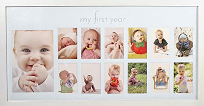 Green Pollywog Baby's First Year Collage Picture Frame, White - color: Baby First Year