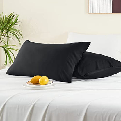 BEDELITE Pillow Cases Standard Size 2Pcs, Rayon Derived from Bamboo, Black - color: Black, size: 2 Pack Standard（20"X 26"）