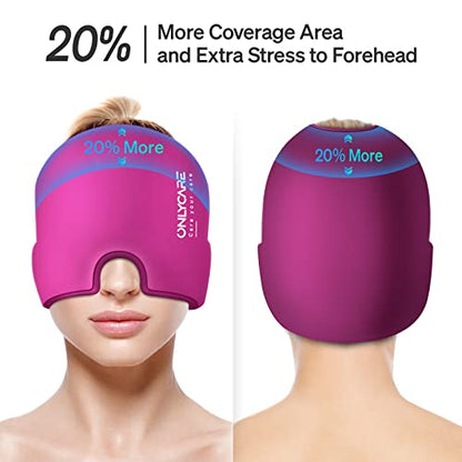 ONLYCARE Migraine Relief Cap, Upgraded Odorless Headache Relief Cap - color: Hot Pink