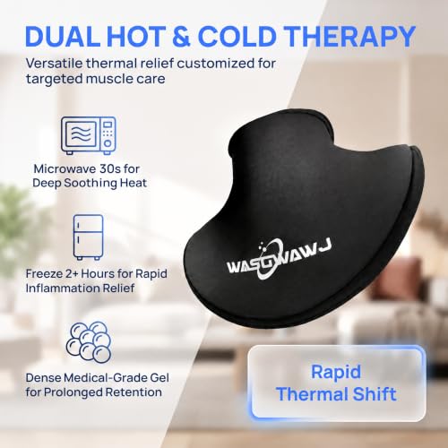 Reusable Neck Ice Pack Wrap - Hot Cold Therapy Gel Pack for Neck Shoulder Pain Relief, Adjustable Velcro Strap, Soft Lycra Fabric, Flexible Cervical Cold Compress for Injuries Recovery