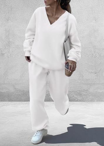 PRETTYGARDEN Womens 2 Piece Outfits Fall Sweatsuits - color: White, size: XX-Large