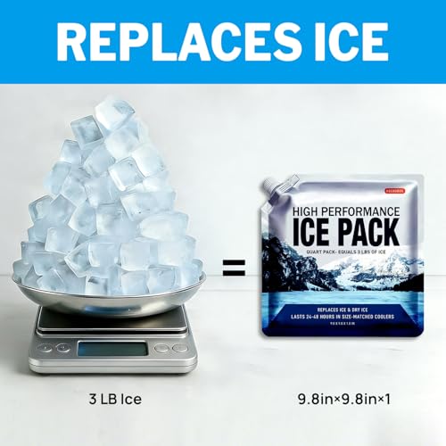 Reusable Ice Packs for Cooler Bag & Large Lunch Box, Long Lasting Gel Freezer Pack for Camping, Picnics, Heavy Duty Cold Packs, 4 Pack (9.8"x9.8") - size: Medium-4pk