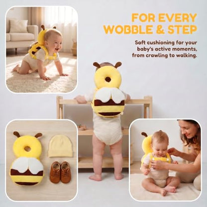 Baby Head Protector Backpack - Soft & Lightweight Fall Cushion Backpack for Toddlers Walking and Crawling(Bee) - color: Yellow Bee