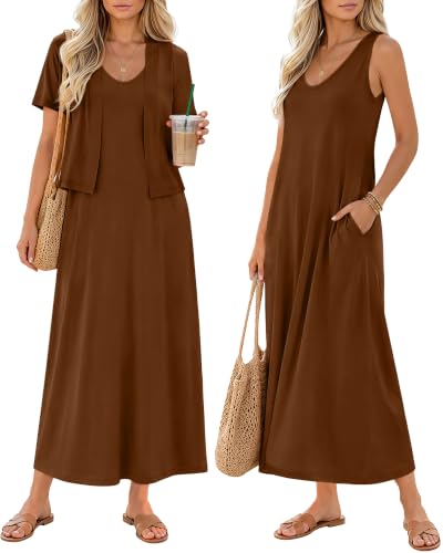 2 Piece Maternity Dress Outfits Set - color: Brown, size: XX-Large