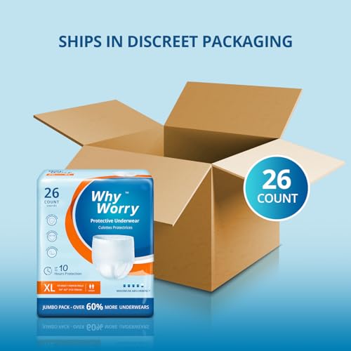 WhyWorry Incontinence Underwear for Women & Men, XLarge, 26 Count - size: X-Large (26 Count)