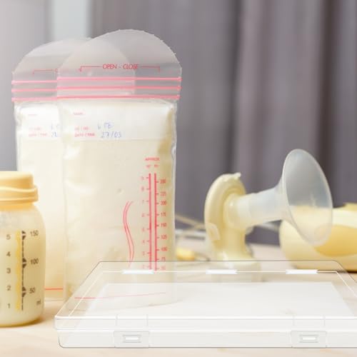 12 Pcs Clear Flat Breast Milk Freezer Storage Organizer Space Saving Breastmilk Plastic Storage Box Freezer Tray Breastfeeding Bag Fridge Organizer for Breastfeed Organization Tools - size: 12 Pcs