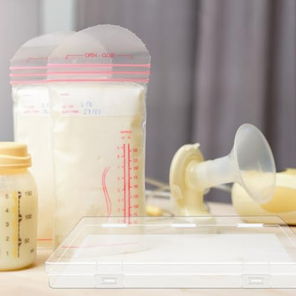 12 Pcs Clear Flat Breast Milk Freezer Storage Organizer Space Saving Breastmilk Plastic Storage Box Freezer Tray Breastfeeding Bag Fridge Organizer for Breastfeed Organization Tools - size: 12 Pcs