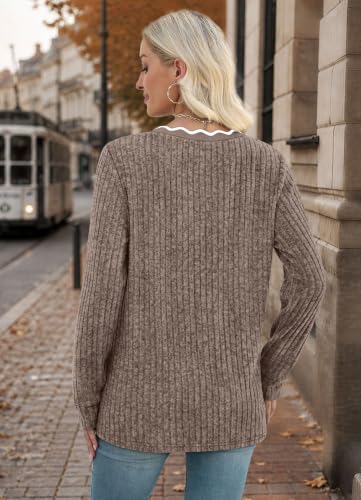 WIHOLL Womens Long Sleeve Shirts Lightweight Tunic Fall Top Sweaters 2026 - color: 01-khaki, size: Small