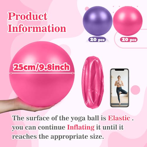 Teyva 40 Pcs Small Pilates Ball Bulk 9 Inch Mini Yoga Balls - color: Pink, Purple